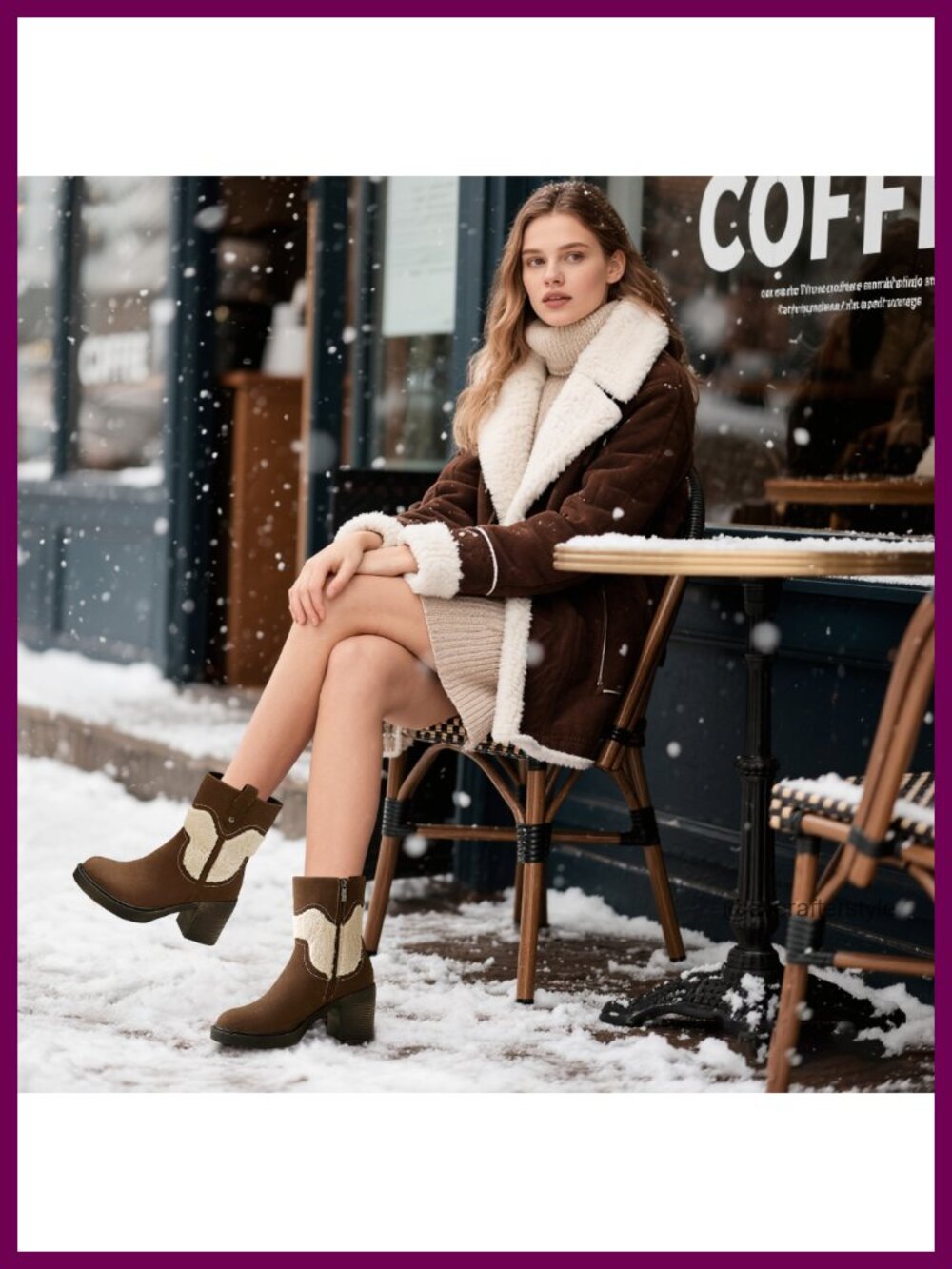 Platform Boots Suede Winter Ankle Booties Round Toe Zip Comfort Heel - Picture 6 of 6